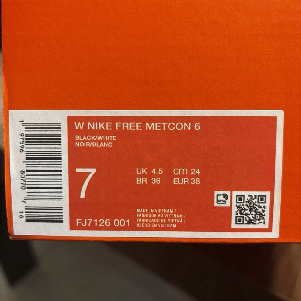 Nike Free Metcon 6 Black White Women's Running Shoe FJ7126-001 NO LID - Picture 10 of 12